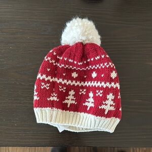 Cozy Red and White Kids Winter Hat